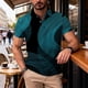 thumbnail image 5 of Camisas de Verano Casuales de los Hombres Botón de Manga Corta con Cuello de Solapa, Top de Mezcla de Viscosa Transpirable para el Día Del Padre, 5 of 7