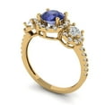 thumbnail image 2 of 1.46 ct Round Cut Simulated Tanzanite 3 Stone 14K Yellow Gold Womens Engagement Ring, 2 of 5