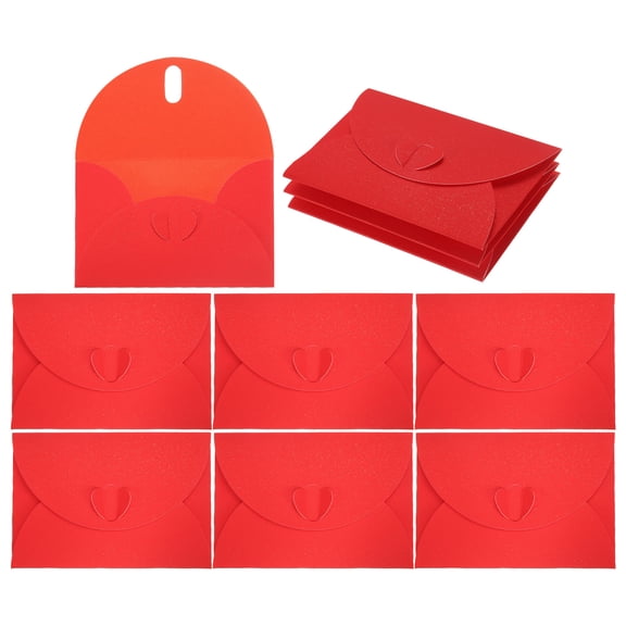 Uxcell Mini Envelopes, 25 Pack Greeting Card Envelopes with Heart Clasp Tiny Items Storage, Red 4" x 2.8"