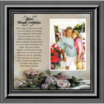 Silver Threads Unbroken Framed Poem, Silver 25 Anniversary Gift or Party Table Decoration, 10x10 6778