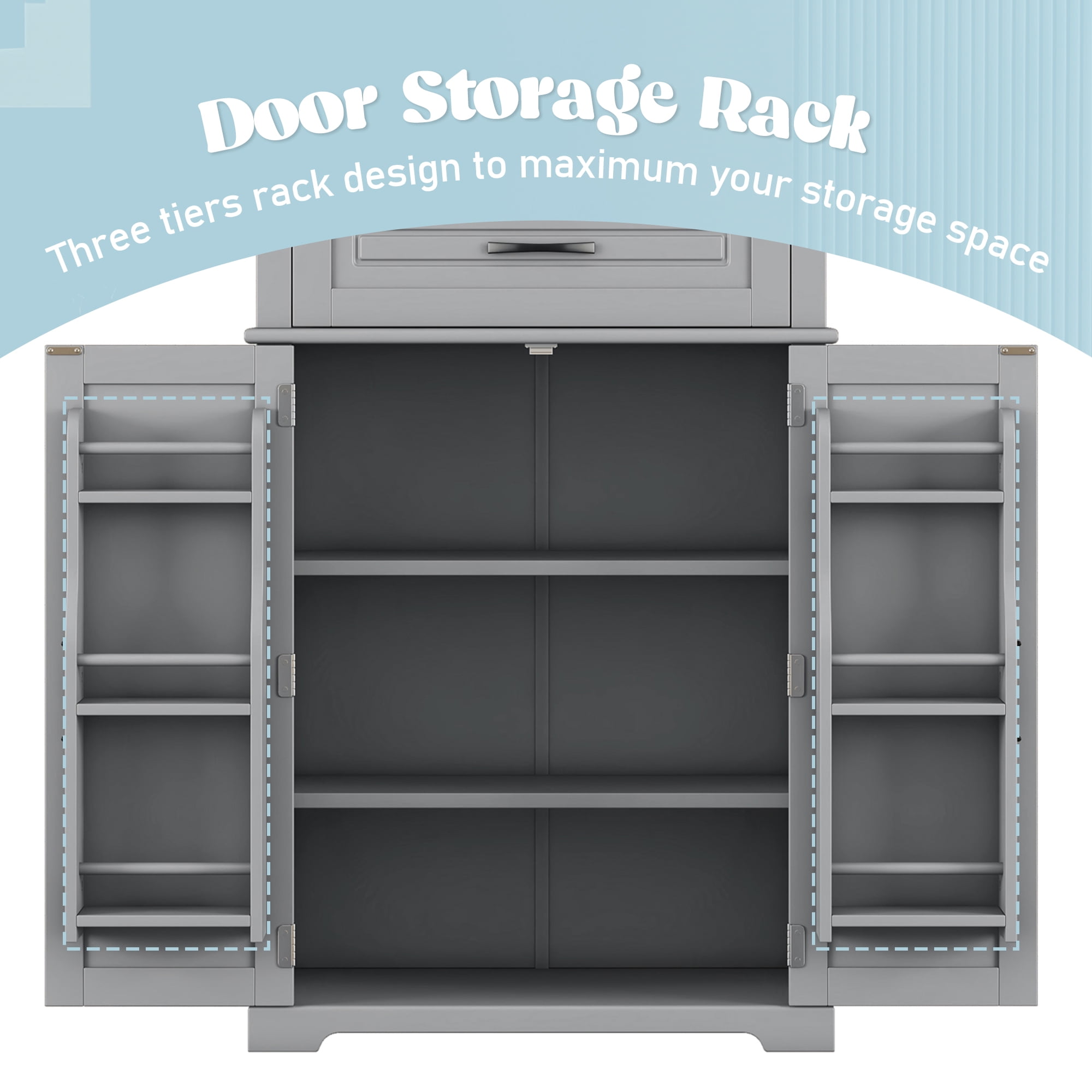 Mintazer 72" Tall Bathroom Linen Cabinet with Adjustable Shelves & Large Drawer, Freestanding Storage Cabinet with Side Door Organizer for Bathroom Laundry Room, Grey
