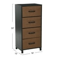 thumbnail image 2 of Household Essentials Dresser Tower Chest of Drawers Black Oak Wood Grain with 4 Brown Strorage Drawers, 2 of 7