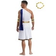 thumbnail image 3 of YiZYiF Mens Halloween Ancient Greek Cosplay Costume Roman Toga Caesar Party Fancy Dress Up Set Blue-A 3XL, 3 of 7