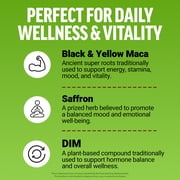 Force Factor Perfect Maca, Black & Yellow Maca Root Supplement with DIM & Saffron for Mood, Hormone, Energy Support, Dark Cherry, 60 Soft Chews
