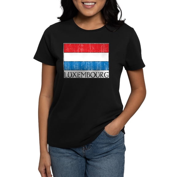 CafePress - Luxembourg Flag Ash Grey T Shirt - Women's Traditional Fit Dark T-Shirt