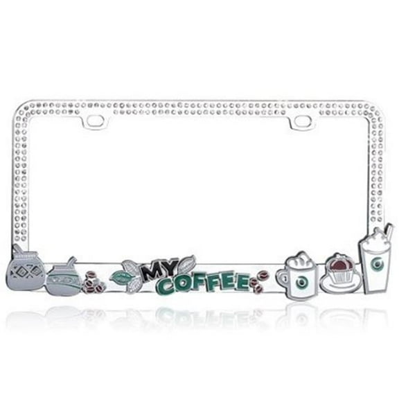 My Coffee Bling Diamond License Plate Frame
