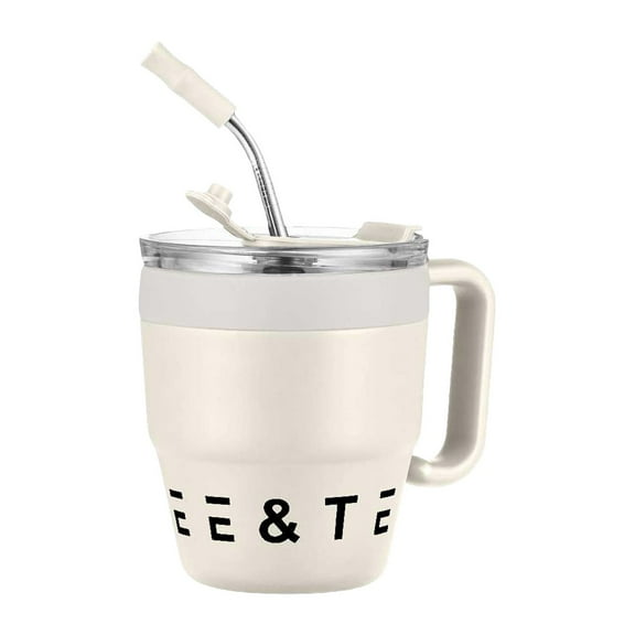 Basiess Coffee Mugs, Stainless Steel Insulated Travel Mug, Double Wall Car Cup with Handle & Straw - Star Print Thermal Drinkware for Hot/Cold Beverages, Commuter Essentials