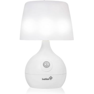 Ivation LED Battery Powered Lamp - Operated Motion Sensor Table Lamp White
