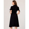 thumbnail image 4 of INSPIRE CHIC Vestido Camisero Para Mujer Cuello De Mu?eca Abotonado Con Cinturón Puff Manga Corta Vestidos De Trabajo Acampanados Negro XL, 4 of 6