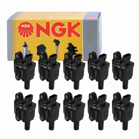 10 pc NGK 48882 Ignition Coils for 12619161 12669351 E1243 IC849 UF-743 UF743 Spark Plug Wire Boot Fits select: 2014-2023 CHEVROLET SILVERADO, 2014-2023 GMC SIERRA