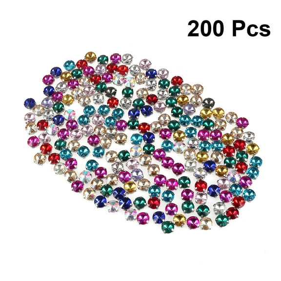 OUNONA Round Rhinestones for DIY Garment Decoration Assorted Colors 200Pcs