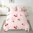 thumbnail image 2 of Feelyou Kawaii Cherry Fruit Twin Bedding Sets 7-Piece for Kid, Girly Pink Polkadots Cycle Bedding Comforter Set, Cute Cartoon Theme Reversible Sheet Sets, Luxury Bedroom Decor, 2 of 8