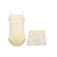 thumbnail image 5 of Haitryli Kids Girls Adjustable Strap Floral Printed Gymnastics Leotard Ballet Dance Unitard Biketard with Mesh Skirt Set Yellow Leotard&Skirt 9-10, 5 of 7