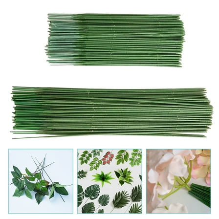 FRCOLOR Floral Flower Stem Wire Dark Green Plastic 100Pcs for Artists and Florists