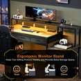 thumbnail image 6 of REAHOME 61 Inch Gaming Desk with Charging Station and LED Lights, Reversible Computer Desk with Storage Drawer and Monitor Stand, Modern Desk Table with File Cabinet & Side Pocket, Grey Oak, 6 of 18