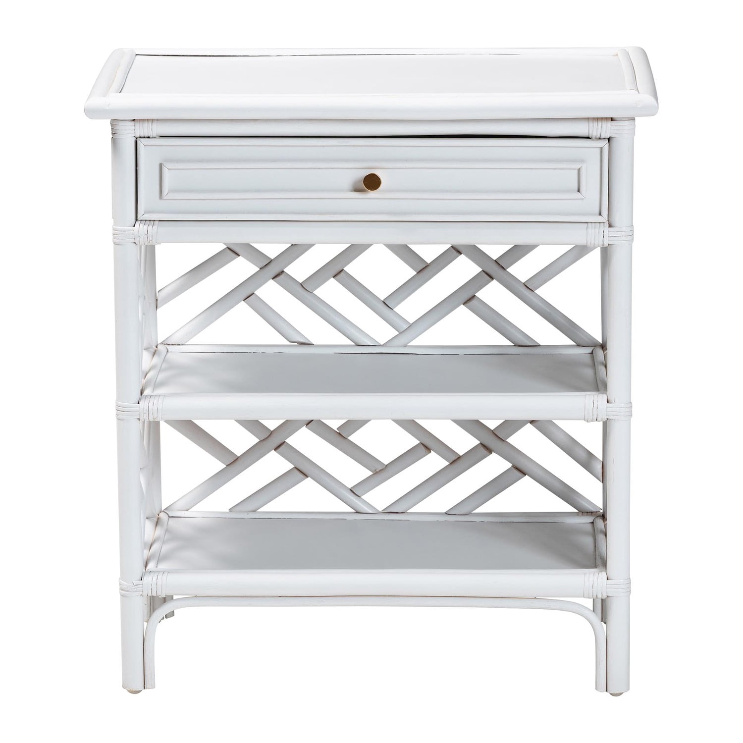 bali & pari Tiaret Natural Rattan Nightstand with Drawer and Shelves