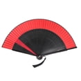 thumbnail image 1 of Antigüedades Abanico de baile Abanico artesanal Abanico plegable Abanico de mano Estilo antiguo para amigos Familia Compañero de trabajo (S Shape Hollow + Red Fan Cover), 1 of 6