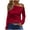 Red, variant on LEAVINGSUO Winter Clothes Woman Women's Fashion Casual One Shoulder Drop Shoulder Long Sleeve Pullover Long Sleeve Top