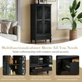 thumbnail image 4 of GZXS Black Tall Kitchen Pantry with Drawer, 55"H Freestanding Storage Cabinet with Adjustable Shelves, Vintage Hollow-Carved Decorative Cupboard for Dining Room & Hallway, 4 of 10