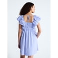 thumbnail image 3 of Free Assembly Women's and Women's Plus Square Neck Flutter Sleeve Mini Dress, XS-4X, 3 of 5