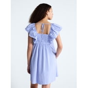 Free Assembly Women's and Women's Plus Square Neck Flutter Sleeve Mini Dress, XS-4X