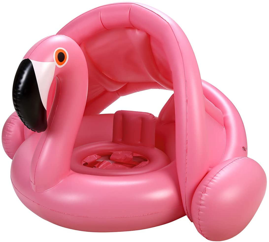 Baby Boat Float Inflatable Kids Shade Sunshade Swim Froggy Water Toy  Ring New 