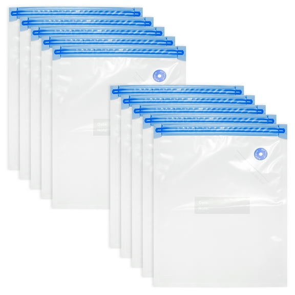Unique Bargains Sous Vide Bags 10pcs, Reusable Zipper Food Vacuum Seal Bags With Air Valve Food Storage Bag 28cm x 22cm