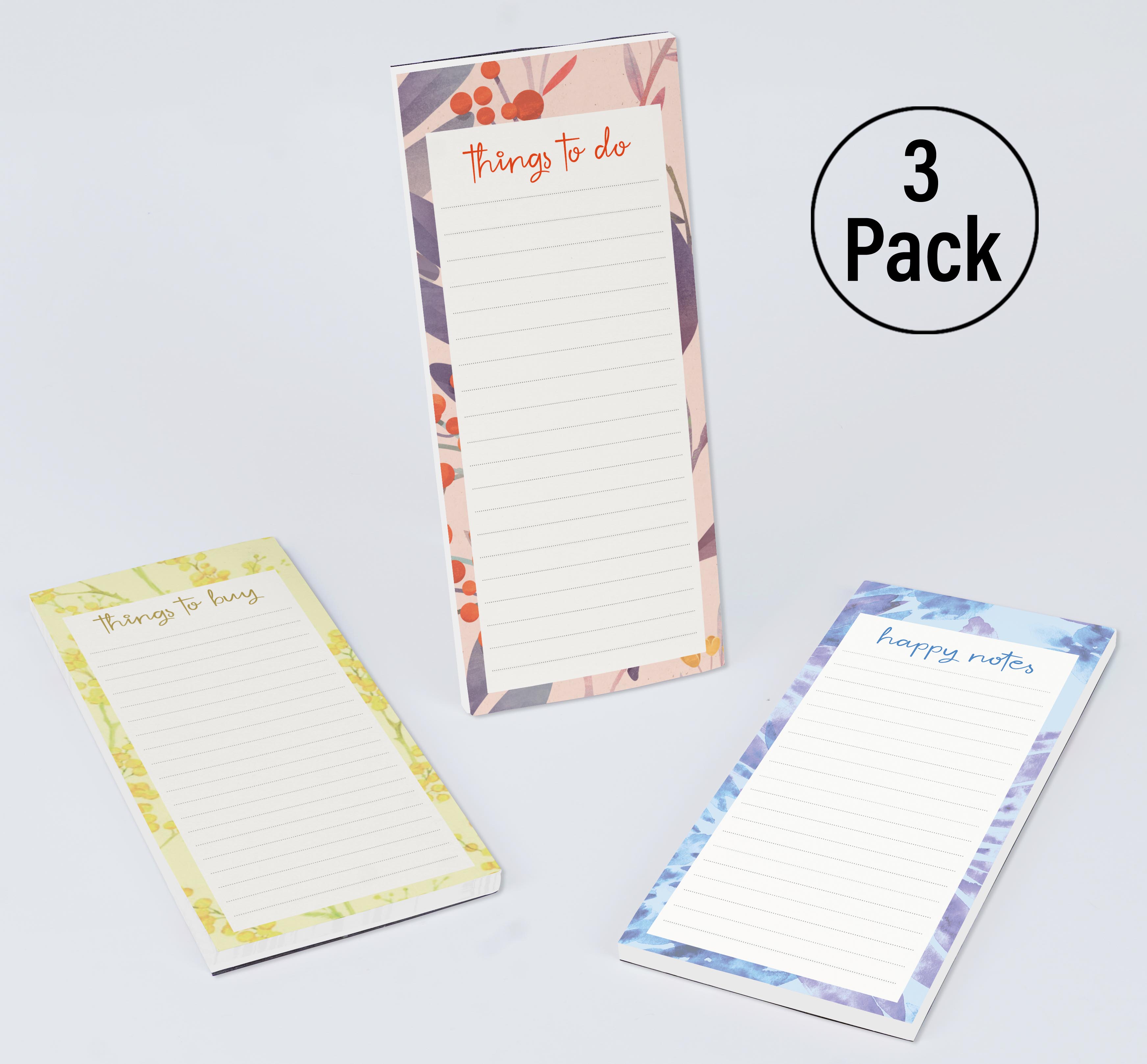 Inkdotpot Pack of 3 Magnetic Fridge To-Do List Notepads- Magnetic Memo Pads For Refrigerator-(50 Sheets Each)-T4