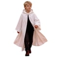 thumbnail image 3 of dazeni Kids Long Sleeve Hooded Cloak Boys Girls Full Length Medieval Cover up with Hood Holloween Outfits Birthday Theme Clothes White 10-12 Years, 3 of 5
