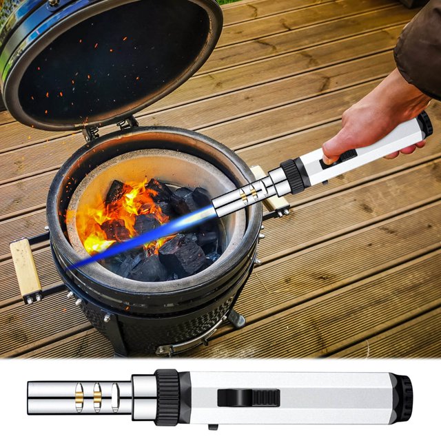 Puntoco Liquidación de suministros de cocina Camping al aire libre Barbacoa Encendedor portátil de carga directa de alta temperatura Encendedor de llama azul de carga directa a prueba de viento