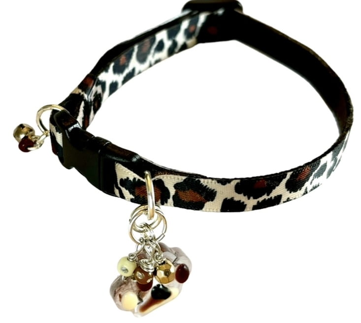 Harness + Collar + Bow for Dogs adjustable Animal Print with flowers Size “S” , Set