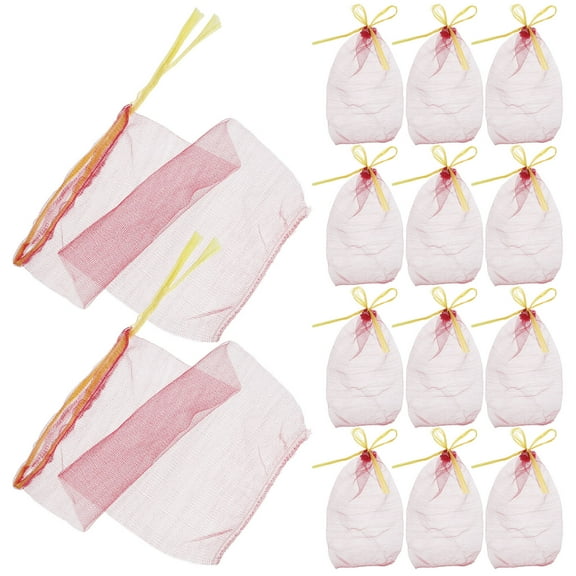 Homoyoyo Red Plastic Mesh Bags Reusable for Home Use Vegetable and Fruit Storage 50Pcs