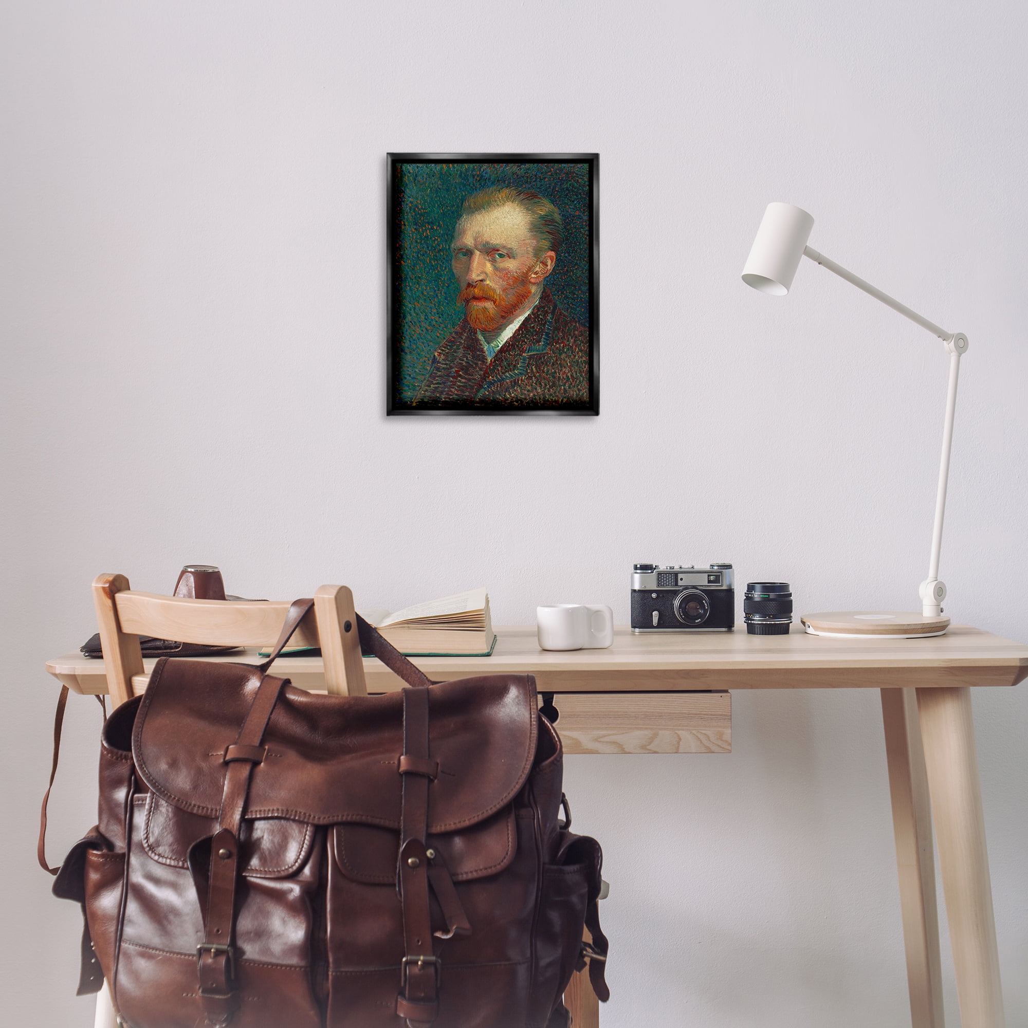 Stupell Industries Van Gogh Self Portrait People Painting Black Floater Framed Canvas Art Print Wall Art, 17 x 21