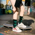 thumbnail image 7 of Couver Unisex Weed Leaf Printed Marijuana Mid-Calf Crew Socks (Black/Green/White), 7 of 7