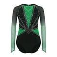 thumbnail image 2 of Hansber Teen Girls Figure Skating Jumpsuit One Piece Dance Leotard Rhythmic Dancing Outfit Gymnastics Unitard Green 10, 2 of 6