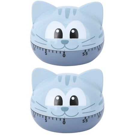 

2 PCS Cartoon Timer Kitchen Baking Alarm Wind up Student Toddler Blue