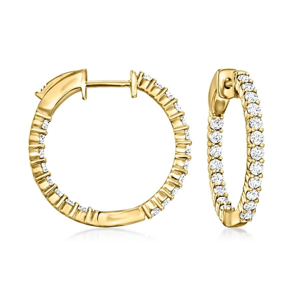 Ross-Simons 1.00 ct. t.w. Lab-Grown Diamond Inside-Outside Hoop Earrings in 18kt Gold Over Sterling, Women's, Adult