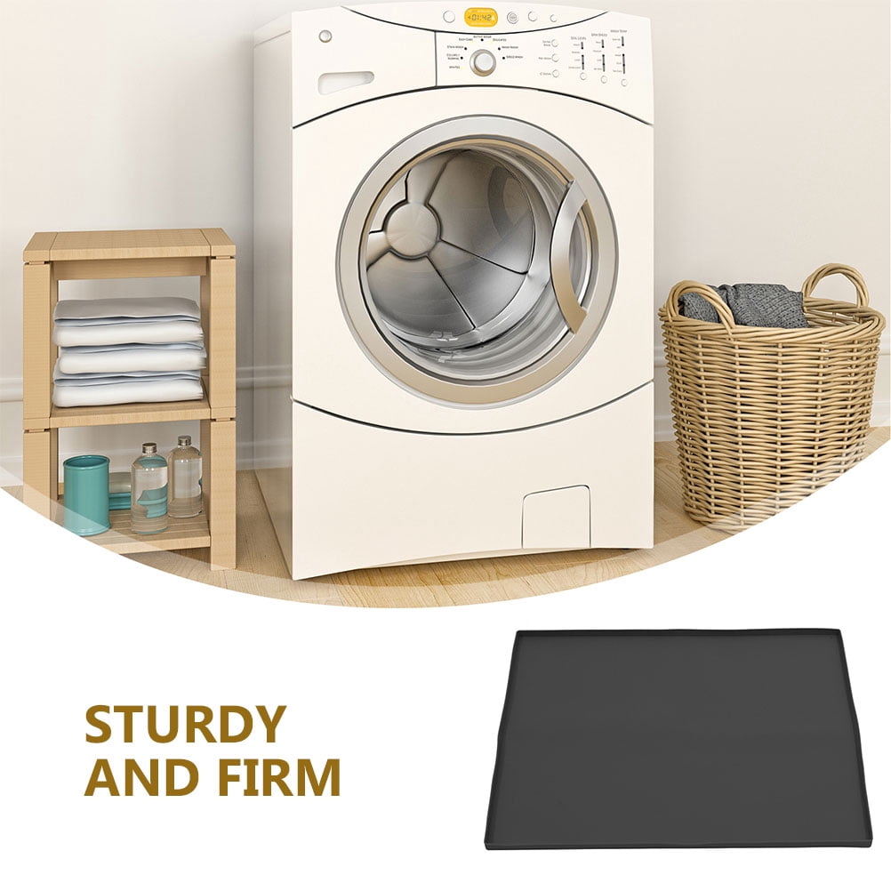 COMPUKAS Black Protective Mat for Washer Dryer, 1 Piece Laundry Room Floor Mat, Non- Washer Dryer Accessory