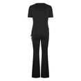 thumbnail image 7 of cfhntfmh Womens 2 Piece Outfits Lounge Sets Summer Slim Short Sleeve Cropped Tops Drawstring Bootcut Pants Tracksuits, 7 of 7