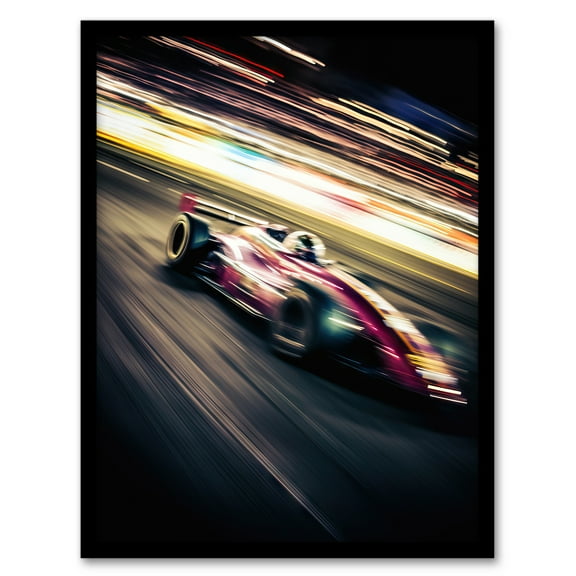 Motorsport F1 F2 Speed Blur Photo Action Shot Racing Fan For Him Man Cave Art Print Framed Poster Wall Decor 12x16 inch