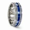 thumbnail image 5 of Edward Mirell Titanium Grooved Blue Anodized 8mm Band Size: 7; for Adults and Teens; for Women and Men, 5 of 7