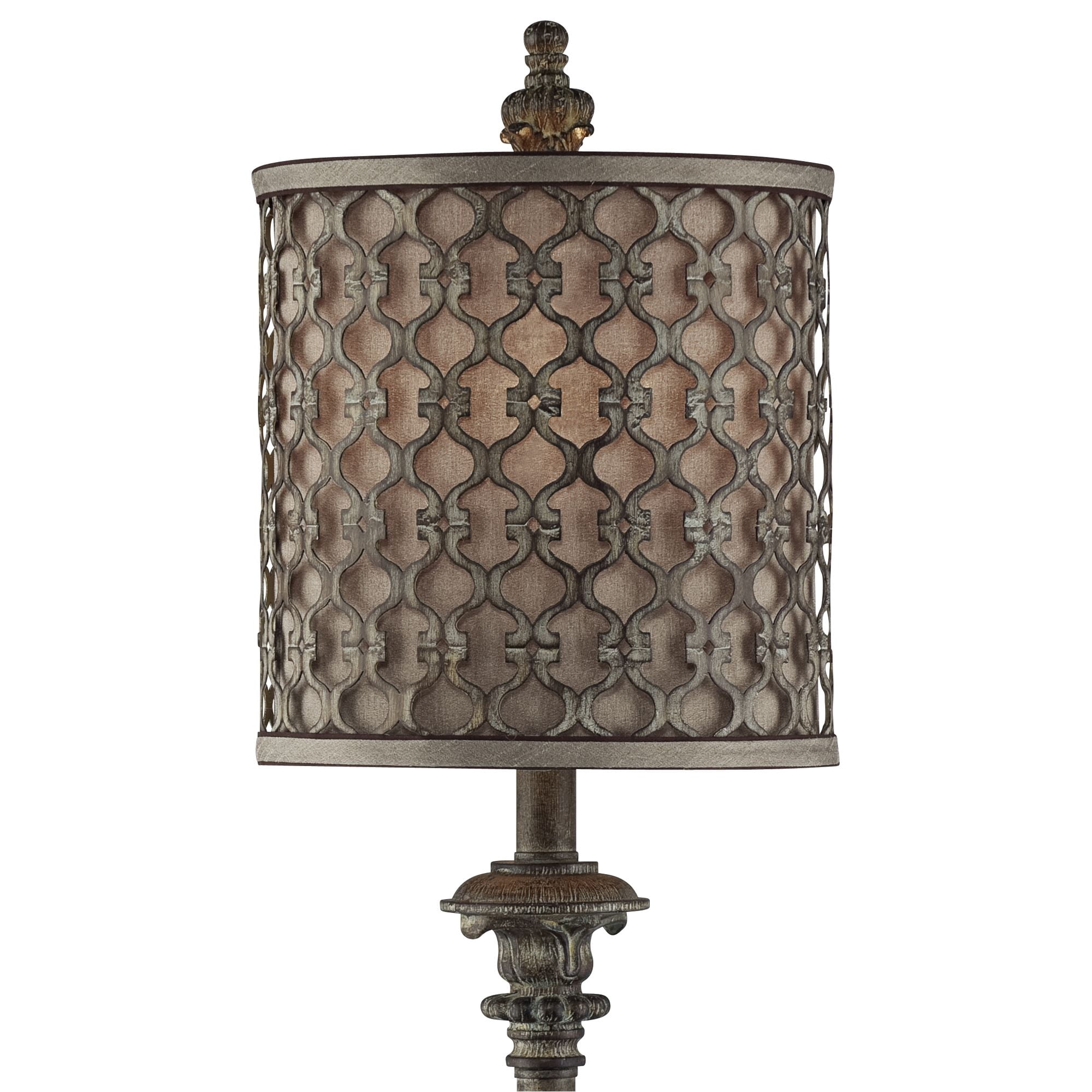 Regency Hill Vichelis 34" Tall Skinny Candlestick Buffet Traditional End Table Lamps Set of 2 Beige Metal Living Room Bedroom