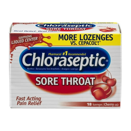 Chloraseptic Sore Throat Lozenges, Cherry 18 Ct (Best Remedy For Sore Throat And Cough)