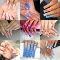 thumbnail image 3 of RAGUPEL 24Pcs Glue on Nails for Women,Pink Sequins Square Nails,Heart Nails Press Ons,Press on Nails Long for Party,Daily Life,Taking Pictures,Dating,Style1, 3 of 7