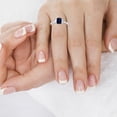 thumbnail image 2 of GemsNY September Birthstone - Three Stone Ring Emerald Cut Blue Sapphire with Prong Set Trapezoid Side Diamonds For Women (Grade - AA | 1.60cttw), 2 of 4
