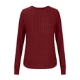 thumbnail image 5 of QUNYINEY Solid Women's Sweater Crew Neck Ribbed Knit Red Pullover Tops Long Sleeve Loose Casual Lightweight Sweaters, 5 of 7