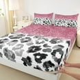 thumbnail image 4 of Feelyou Fashion Cheetah Print Twin Sheet Sets, Pastel Sequin Print Twin Fitted Sheet, Teens Adult Women Girls Flat Sheet, Lightweight Room Decor, 3-Piece, 4 of 8