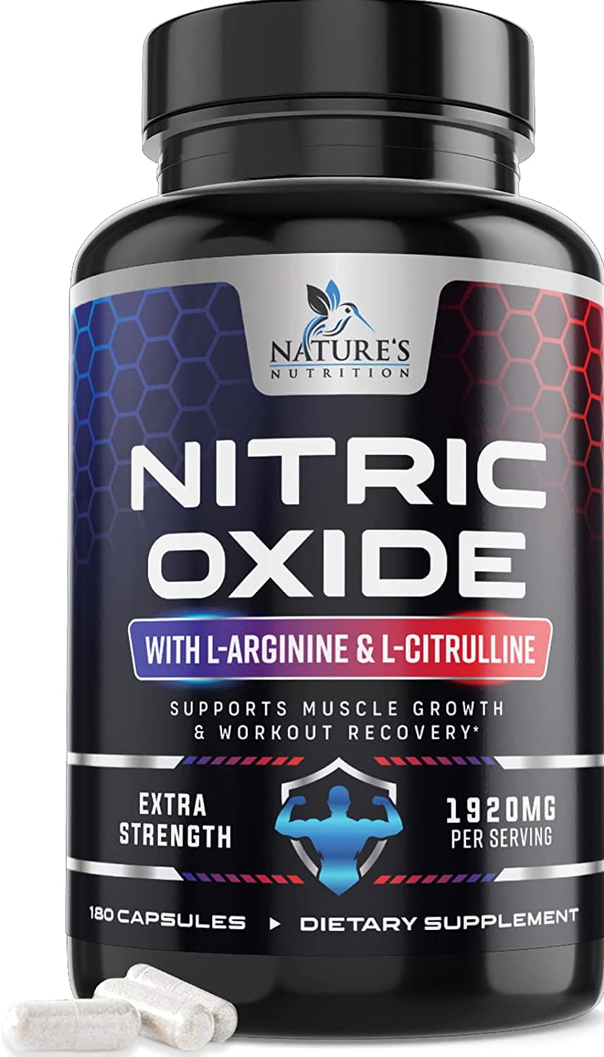 Nitric Oxide Booster Supplement for Men with L-Citrulline and Beta Alanine - 180 Capsules