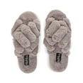 thumbnail image 4 of MeMoi Women's Double Cross Plush Slippers - Womens - Female (S, Gray), 4 of 5