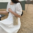 thumbnail image 4 of Bolso pequeño tejido de viaje para vacaciones con cuerda de paja Retro para mujer, Mini bolso cruzado informal para teléfono, 4 of 8
